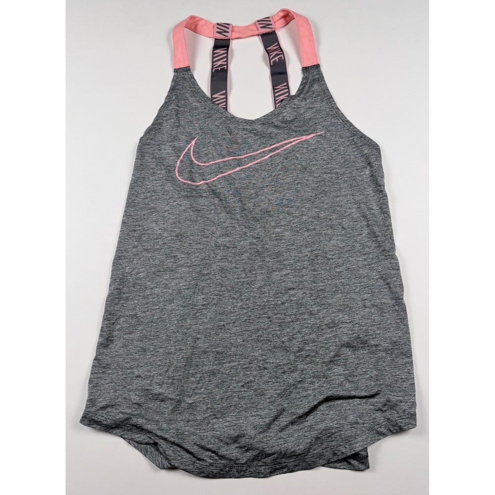 Nike Dri-FIT Tank Top Womens XS Racerback Gray Pink Elastic Strap